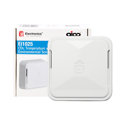 Aico EI1025 product shown in front of its retail packaging