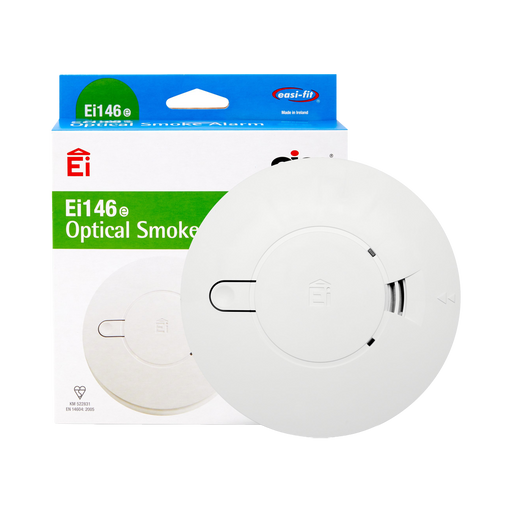 Aico EI146E product shown in front of its retail packaging