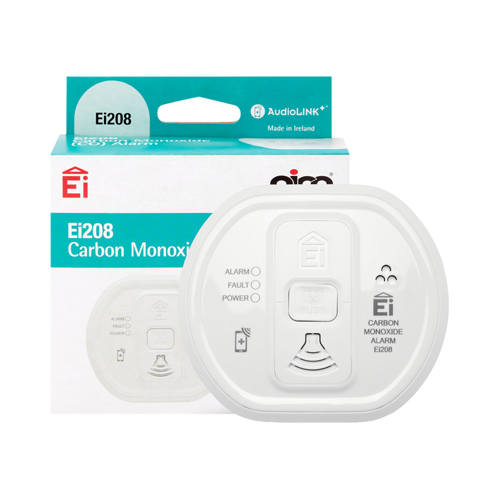 Aico EI208 product shown in front of its retail packaging