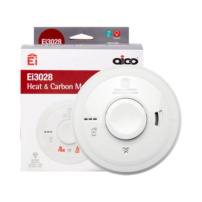 Aico EI3028 product shown in front of its retail packaging