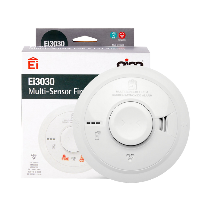 Aico EI3030 product shown in front of its retail packaging