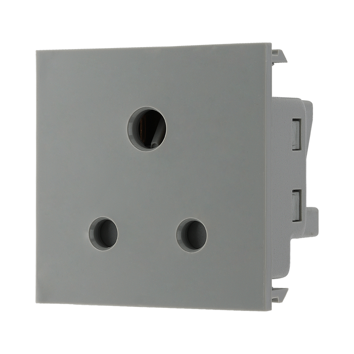 BG Electrical Grey 5A Round Pin Unswitched Socket Euro Module EM5ASG - view 2
