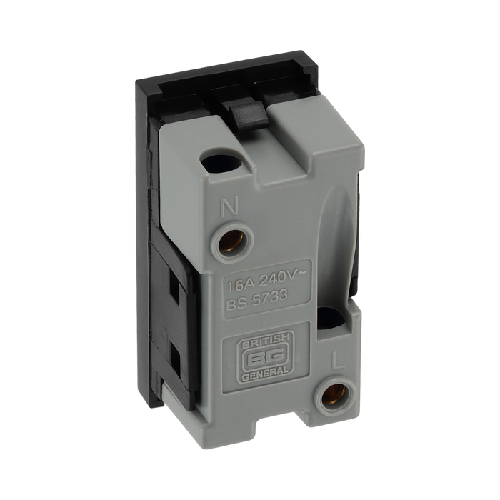 BG Electrical Black 16A 2 Pin Euro Socket Module EMEUSB - view 2