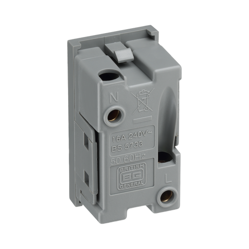 BG Electrical Grey 16A 2 Pin Euro Socket Module EMEUSG - view 1