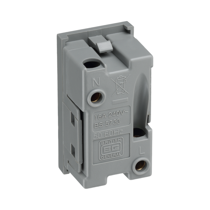 BG Electrical Grey 16A 2 Pin Euro Socket Module EMEUSG - view 1