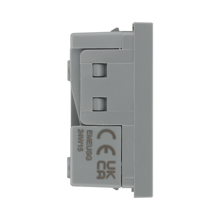 BG Electrical Grey 16A 2 Pin Euro Socket Module EMEUSG - view 3