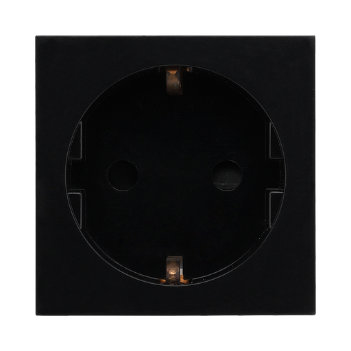 BG Electrical EMSCHSB 16A Schuko Unswitched Socket Module – Black – front view