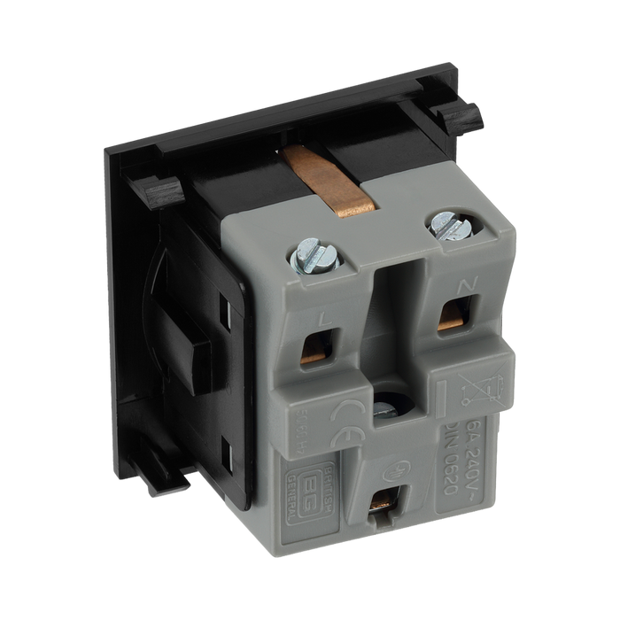 BG Electrical Black 16A Schuko Euro Socket Module EMSCHSB - view 2