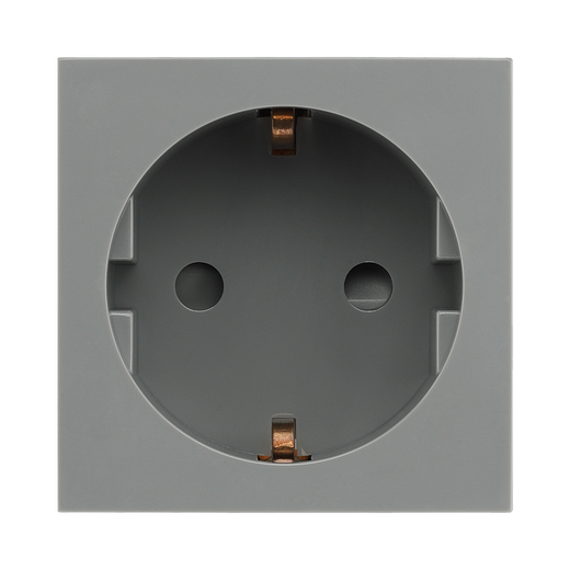 16A Schuko Unswitched Socket Module – Grey