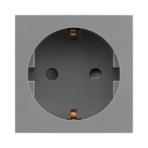 BG Electrical EMSCHSG 16A Schuko Unswitched Socket Module – Grey – front view