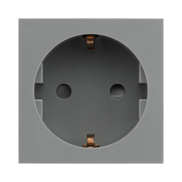 BG Electrical EMSCHSG 16A Schuko Unswitched Socket Module – Grey – front view