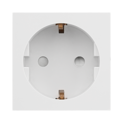 BG Electrical EMSCHSW 16A Schuko Unswitched Socket Module – White – front view
