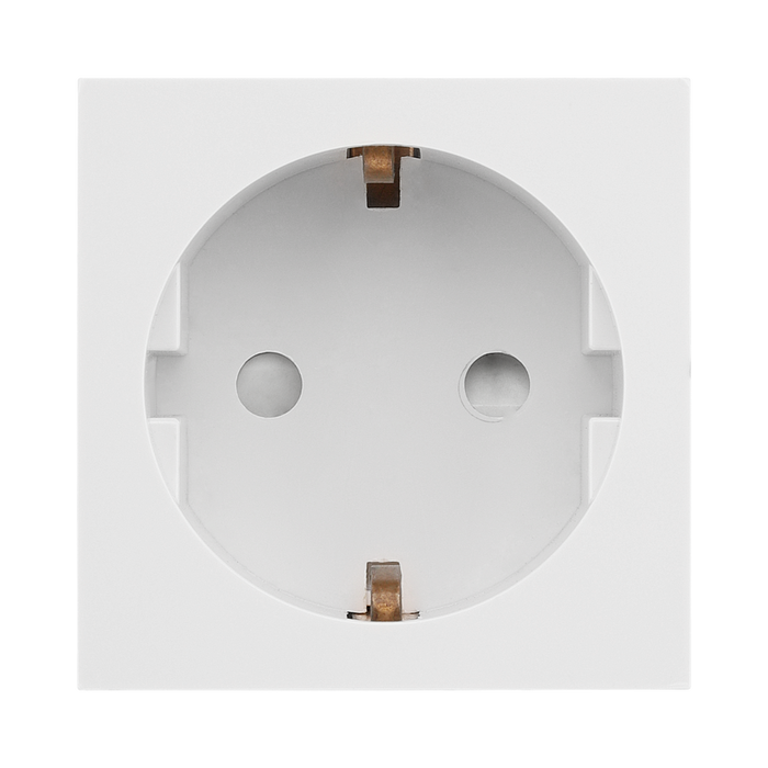 BG Electrical EMSCHSW 16A Schuko Unswitched Socket Module – White – front view
