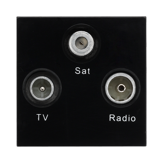 TV, FM and Satellite Triplex Outlet Module – Black