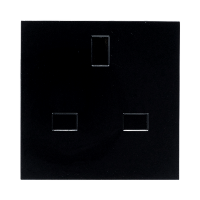 BG Electrical EMUKSB 13A Unswitched Socket Module – Black – front view