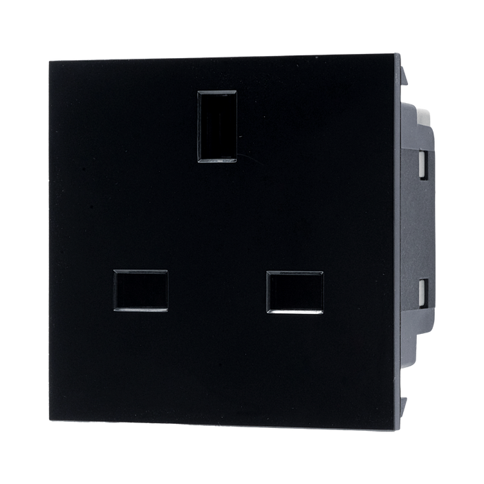 BG Electrical Black 13A UK Unswitched Socket Euro Module EMUKSB - view 2