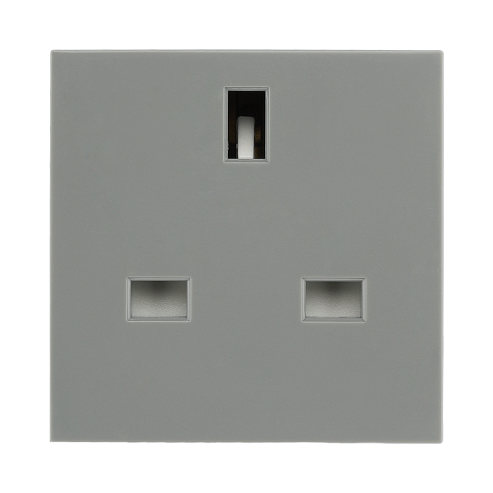 BG Electrical Grey 13A UK Unswitched Socket Euro Module EMUKSG - view 1