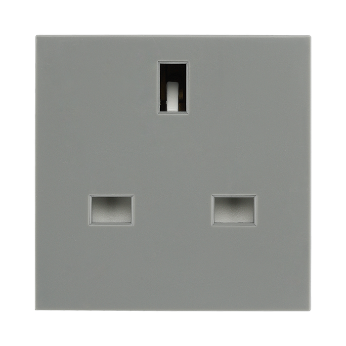 BG Electrical EMUKSG 13A Unswitched Socket Module – Grey – front view