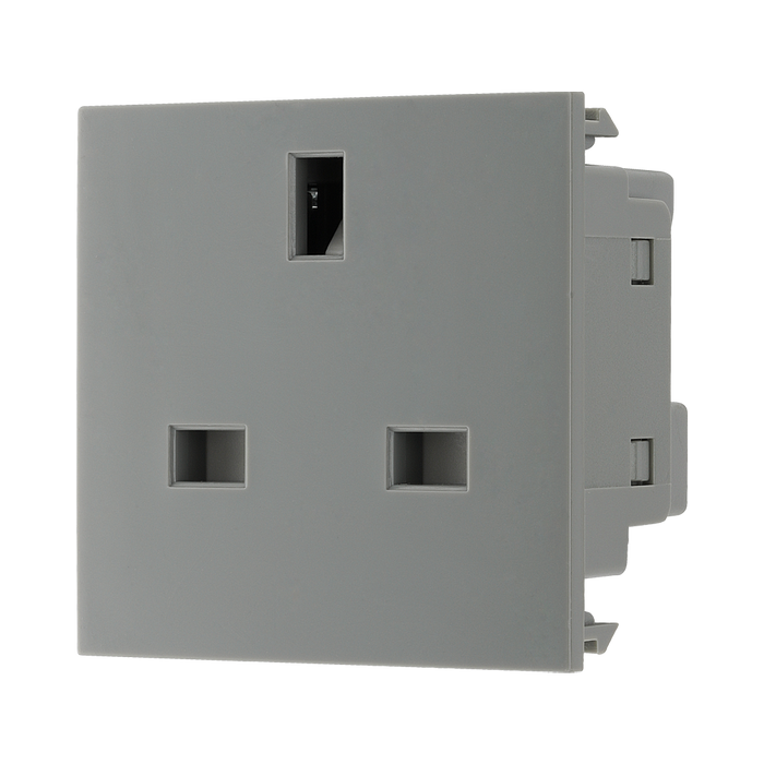 BG Electrical Grey 13A UK Unswitched Socket Euro Module EMUKSG - view 2