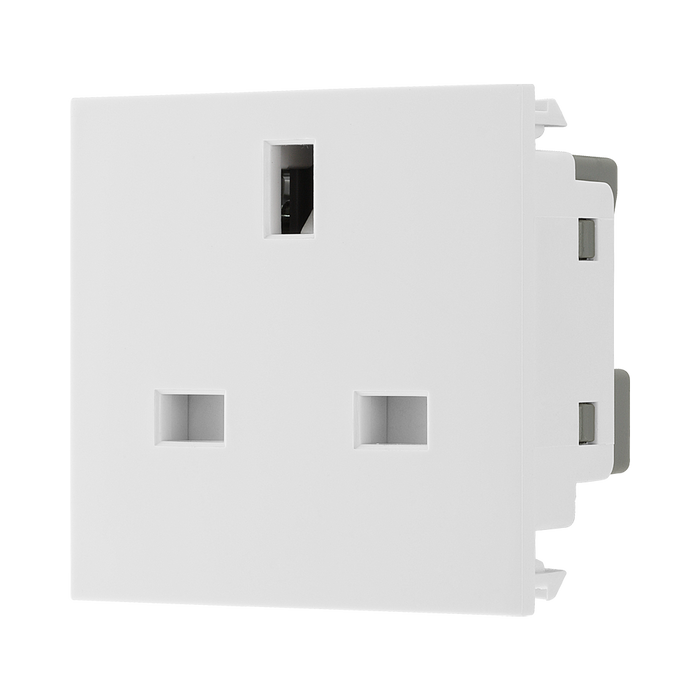 BG Electrical White 13A UK Unswitched Socket Euro Module EMUKSW - view 2