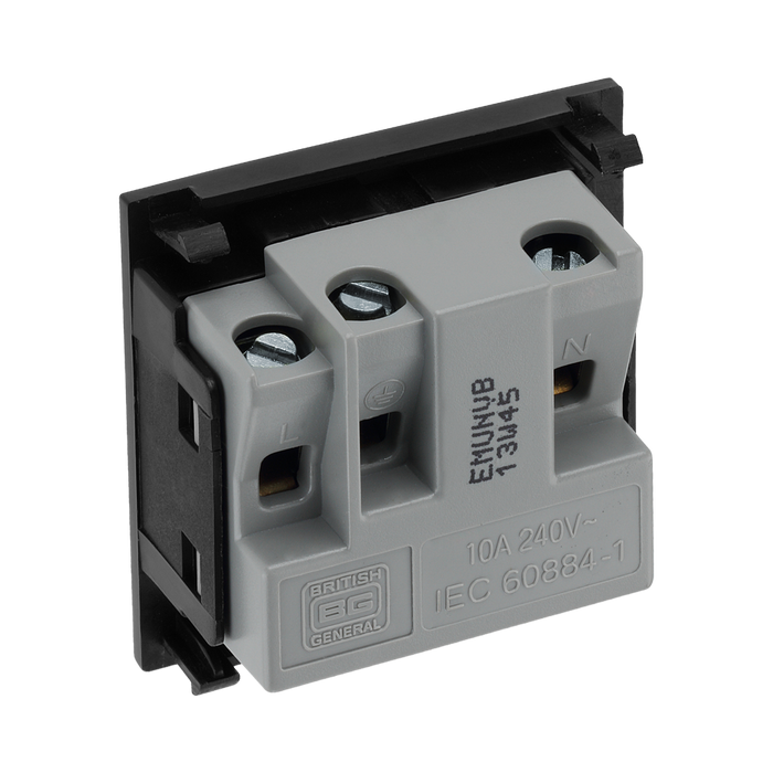 BG Electrical Black 13A Universal Euro Socket Module EMUNVB - view 2
