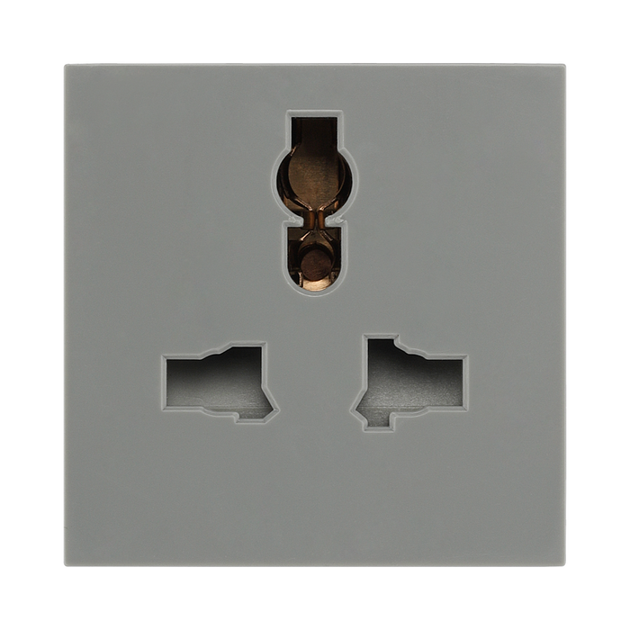 BG Electrical EMUNVG 13A Universal Unswitched Socket Module – Grey – front view