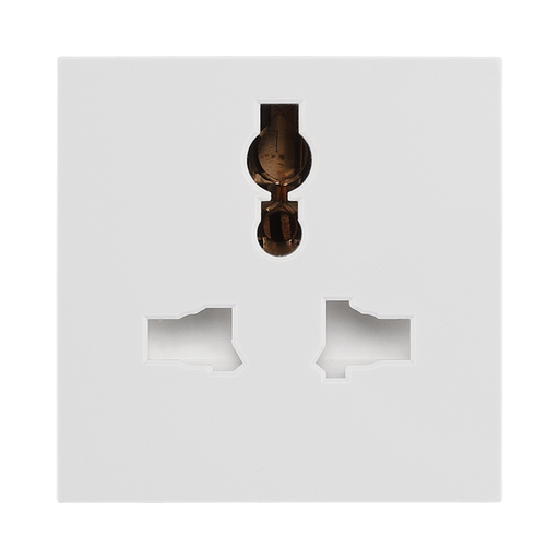 BG Electrical EMUNVW 13A Universal Unswitched Socket Module – White – front view