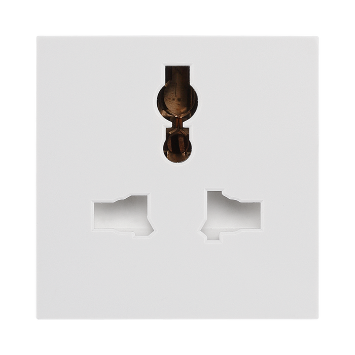 BG Electrical EMUNVW 13A Universal Unswitched Socket Module – White – front view