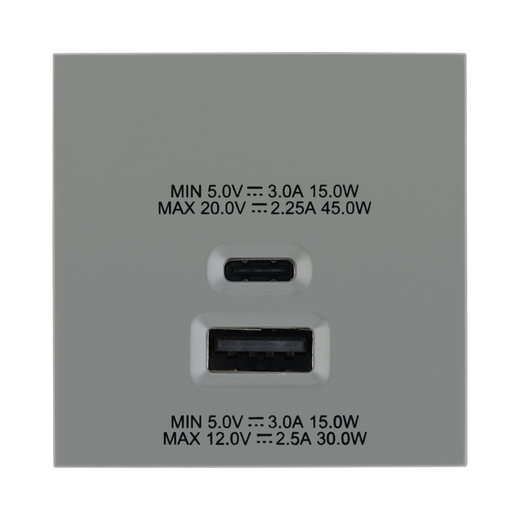 USB-A and USB-C Charger Module – Grey