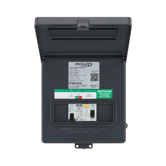 Sync Energy Recessed Socket EV Charger with Metal Control Box WI-FI/LAN EVLR7MS