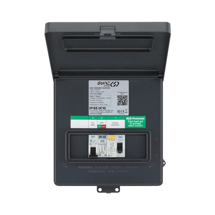 Sync Energy Surface Mounted EV Charger with Metal Control Box WI-FI/LAN EVLS7MS