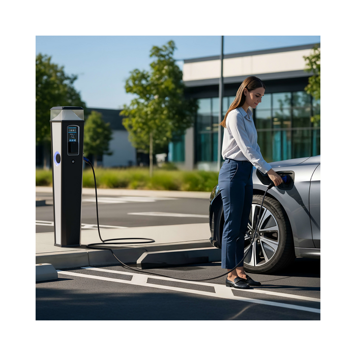 Sync Energy Pro Illuminated Twin Bollard EV Charger EVPCFSM211LBGR