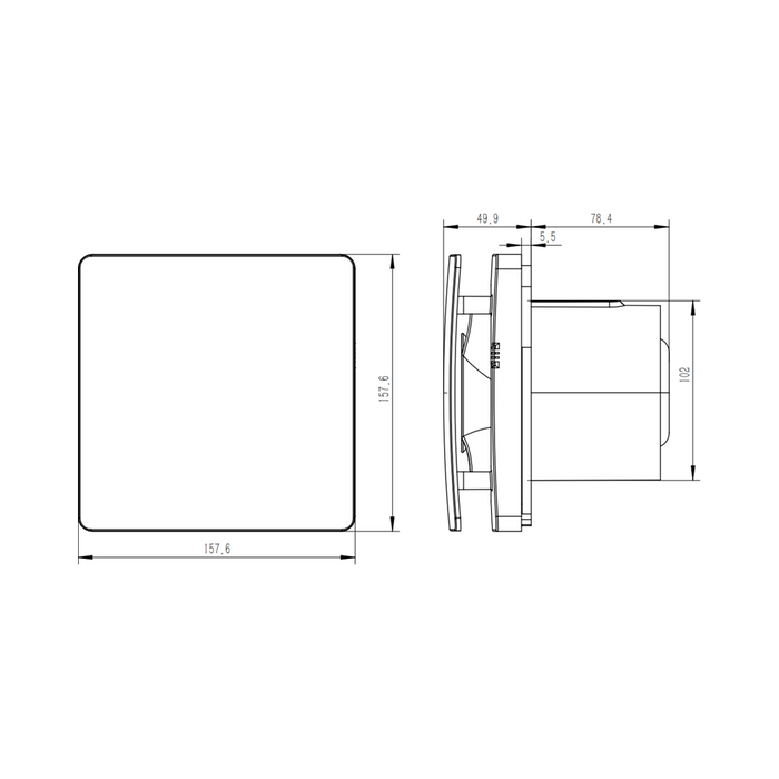 Knightsbridge EX1THWH white humidistat extractor fan dimensions