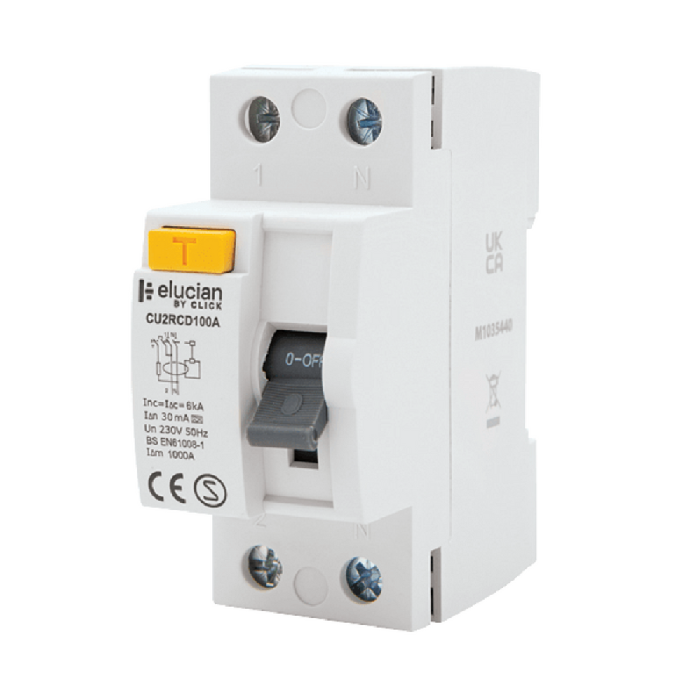 Elucian 2 Pole 100A 30mA RCCB CU2RCD100A | RS Electrical Supplies