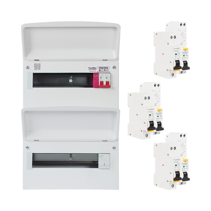 FuseBox 23 Way 100A Main Switch Double Bank Consumer Unit with SPD and RCBO's