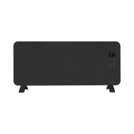 Masterplug Auraline 2000W anthracite grey glass panel heater – front product view