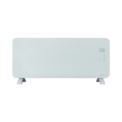 Masterplug Auraline 2000W white glass panel heater – front product view