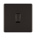 Front view of BG Nexus Screwless Black Nickel Intermediate Light Switch