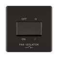 Front view of BG Nexus Screwless Black Nickel Fan Isolator Switch