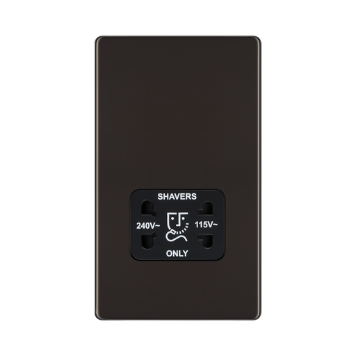 Front view of BG Nexus Screwless Black Nickel Shaver Socket