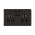 Front view of BG Nexus Screwless Black Nickel 13A Double Socket