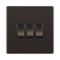 Front view of BG Nexus Screwless Black Nickel 3G 2W Light Switch