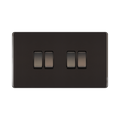 Front view of BG Nexus Screwless Black Nickel 4G 2W Light Switch