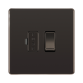 Front view of BG Nexus Screwless Black Nickel 13A Switched Spur