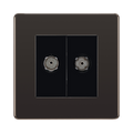 Front view of BG Nexus Screwless Black Nickel Double Co-axial Socket FBN61B