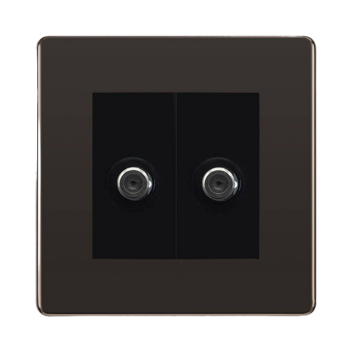 BG Nexus Screwless Black Nickel Double Satellite Socket FBN642B