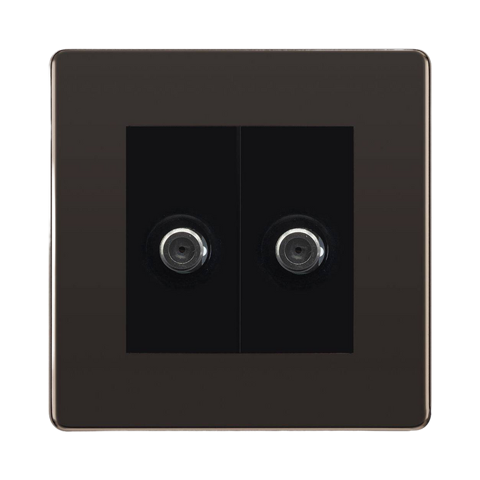 BG Nexus Screwless Black Nickel Double Satellite Socket FBN642B