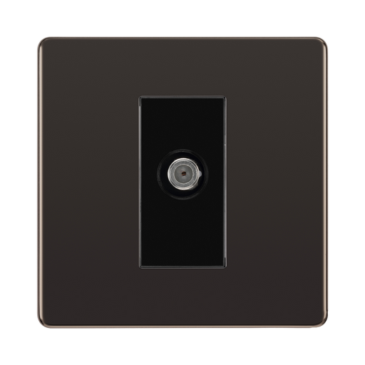 Front view of BG Nexus Screwless Black Nickel Satellite Socket FBN64B