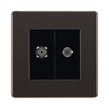 Front view of BG Nexus Screwless Black Nickel TV & Satellite Socket FBN65B
