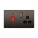 Front view of BG Nexus Screwless Black Nickel Cooker Switch with 13A Socket